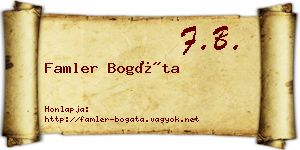 Famler Bogáta névjegykártya